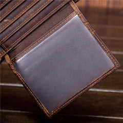 Handmade Leather Mens Cool Slim Leather Wallet Card Wallet Holders Men Small Wallets Bifold for Men - imessengerbags