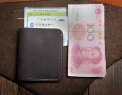 Handmade Leather Mens Cool Slim Leather Wallet Men Small Wallets Bifold for Men - imessengerbags