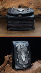 Cool Leather Mens Snake Biker Belt Pouch Waist Bag Drop Leg Bag for Men - imessengerbags
