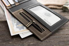 Handmade Leather Mens Cool Slim Leather Wallet Men Small Wallets Bifold for Men - imessengerbags