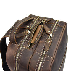Genuine Leather Mens Cool Backpack Sling Bag Large Black Travel Bag Hiking Bag for men - imessengerbags