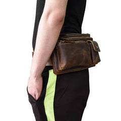 Vintage Leather Fanny Pack Mens Waist Bag Hip Pack Belt Bag for Men