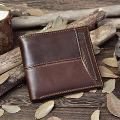 Handmade Leather Mens Cool Slim Leather Wallet Card Wallet Holders Men Small Wallets Bifold for Men - imessengerbags