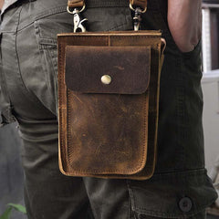 Leather Belt Pouch Mens Small Cases Waist Bag Hip Pack Belt Bag Fanny Pack Bumbag for Men - imessengerbags