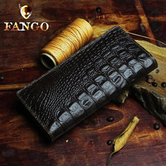 Handmade Leather Floral Mens Cool Travel Long Wallet Card Holder Card Slim Clutch Wallets for Men - imessengerbags