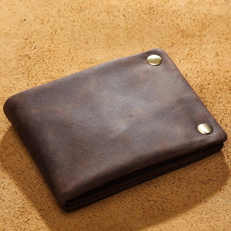 Handmade Leather Mens Cool Slim Leather Wallet Card Wallet Men Small Wallets Bifold for Men - imessengerbags