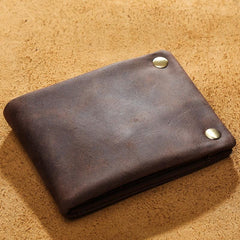 Handmade Leather Mens Cool Slim Leather Wallet Card Wallet Men Small Wallets Bifold for Men - imessengerbags