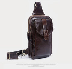 Genuine Leather Mens Cool Chest Bag Sling Bag Crossbody Bag Travel Bag Hiking Bag for men - imessengerbags