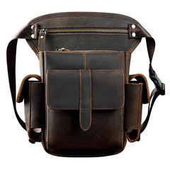 Vintage Mens Leather Biker Drop Leg Bag Messenger Bag Waist Bag Belt Pouches For Men