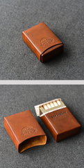 Handmade Beige Leather Mens 20pcs Cigarette Case Cool Custom Cigarette Case for Men