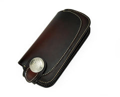 [On Sale] Handmade Mens Leather Biker Chain Wallet Cool Long Biker Wallet with Chain