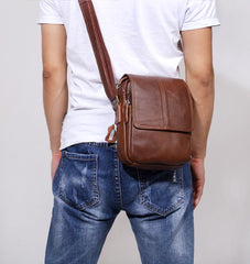 Genuine Leather Mens Cool Messenger Bag Square Bag Chest Bag Bike Bag Cycling Bag for men - imessengerbags