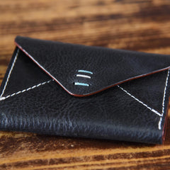 Handmade Mens Cool Short Leather Wallet Men Small Card Slim Wallets Bifold for Men