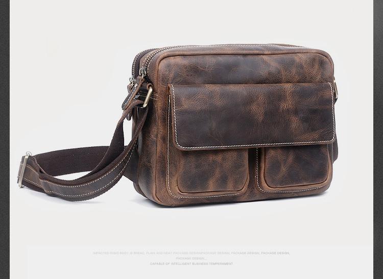 Genuine Leather Mens Cool Messenger Bag Chest Bag Bike Bag Cycling Bag ...