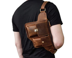 TRENDY LEATHER MENS FANNY PACK FOR MEN BUMBAG Vintage WAIST BAG for Men