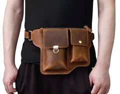 TRENDY LEATHER MENS FANNY PACK FOR MEN BUMBAG Vintage WAIST BAG for Men