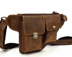 TRENDY LEATHER MENS FANNY PACK FOR MEN BUMBAG Vintage WAIST BAG for Men