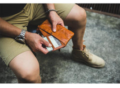 Cool Tan Leather Mens Long Wallet Clutch Wallet Black Wristlet Long Wallet Phone Wallet For Men - imessengerbags