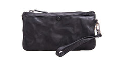 Cool Tan Leather Mens Long Wallet Clutch Wallet Black Wristlet Long Wallet Phone Wallet For Men - imessengerbags