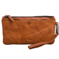 Cool Tan Leather Mens Long Wallet Clutch Wallet Black Wristlet Long Wallet Phone Wallet For Men - imessengerbags