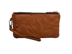 Cool Tan Leather Mens Long Wallet Clutch Wallet Black Wristlet Long Wallet Phone Wallet For Men - imessengerbags