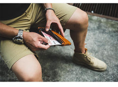 Cool Tan Leather Mens Long Wallet Clutch Wallet Black Wristlet Long Wallet Phone Wallet For Men - imessengerbags