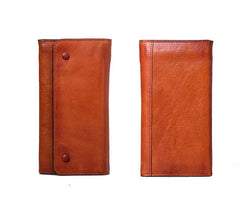 Tan Cool Leather Mens Long Wallet Black Bifold Wallet Long Wallet Brown Phone Wallet For Men - imessengerbags