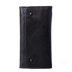 Tan Cool Leather Mens Long Wallet Black Bifold Wallet Long Wallet Brown Phone Wallet For Men - imessengerbags