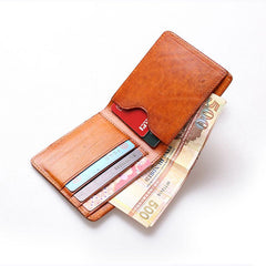 Vintage Leather Men Slim Small Wallet Bifold Small Wallet for Men - imessengerbags
