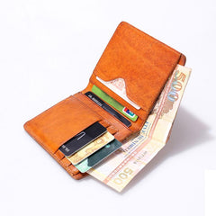 Vintage Leather Men Slim Small Wallet Bifold Small Wallet for Men - imessengerbags
