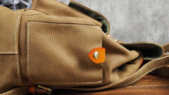 Tan Cool Mens Leather Backpack Travel Backpack Leather Hiking Backpack for Men - imessengerbags
