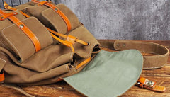 Tan Cool Mens Leather Backpack Travel Backpack Leather Hiking Backpack for Men - imessengerbags