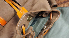 Tan Cool Mens Leather Backpack Travel Backpack Leather Hiking Backpack for Men - imessengerbags
