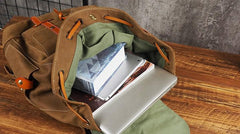 Tan Cool Mens Leather Backpack Travel Backpack Leather Hiking Backpack for Men - imessengerbags
