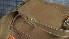 Tan Cool Mens Leather Backpack Travel Backpack Leather Hiking Backpack for Men - imessengerbags