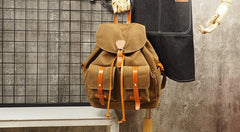 Tan Cool Mens Leather Backpack Travel Backpack Leather Hiking Backpack for Men - imessengerbags