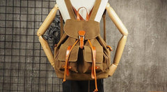 Tan Cool Mens Leather Backpack Travel Backpack Leather Hiking Backpack for Men - imessengerbags