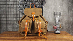 Tan Cool Mens Leather Backpack Travel Backpack Leather Hiking Backpack for Men - imessengerbags