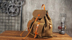 Tan Cool Mens Leather Backpack Travel Backpack Leather Hiking Backpack for Men - imessengerbags