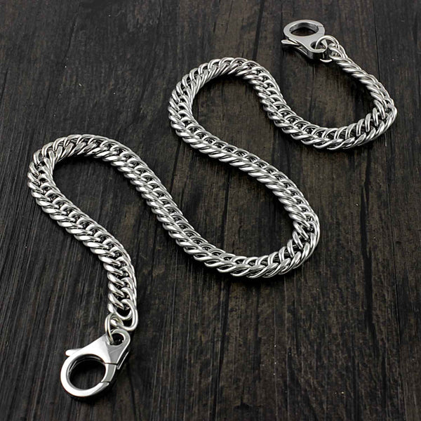 Badass Silver Mens Long STAINLESS STEEL Biker Wallet Chain Pants Chain For Men - imessengerbags