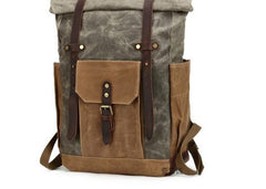 Travel Green waxed canvas backpack for women