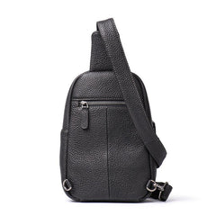 Trendy Black Leather Men's Sling Bag Chest Bag Brown Sling Crossbody Bag One Shoulder Backpack For Men