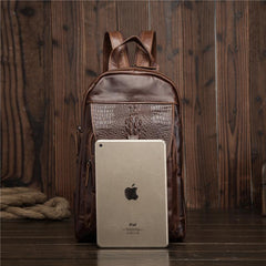 Cool Brown Leather Men's Sling Bag One Shoulder Backpack Black Sling Crossbody Pack For Men - imessengerbags