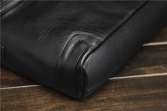 Cool Black Leather Men's Messenger Bag Black Side Bag Courier Bag For Men - imessengerbags