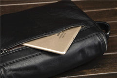 Cool Black Leather Men's Messenger Bag Black Side Bag Courier Bag For Men - imessengerbags
