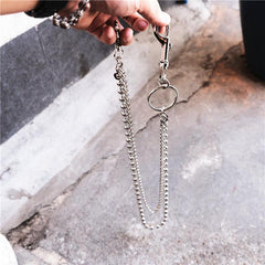 Trendy Silver Double Womens Mens Pants Chain Long Jeans Chain Jean Chain Wallet CHain For Men - imessengerbags