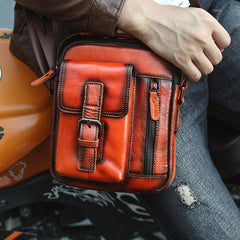 Fashion Brown Leather Mens Small Vertical Side Bag Messenger Bag Tablet Bag For Men - imessengerbags
