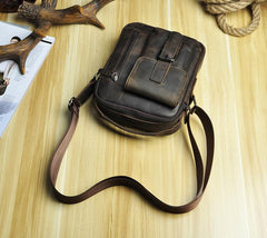 Fashion Brown Leather Mens Small Vertical Side Bag Messenger Bag Tablet Bag For Men - imessengerbags
