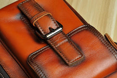 Fashion Brown Leather Mens Small Vertical Side Bag Messenger Bag Tablet Bag For Men - imessengerbags