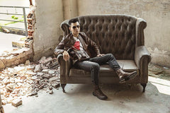Fashion Brown Leather Mens Small Vertical Side Bag Messenger Bag Tablet Bag For Men - imessengerbags
